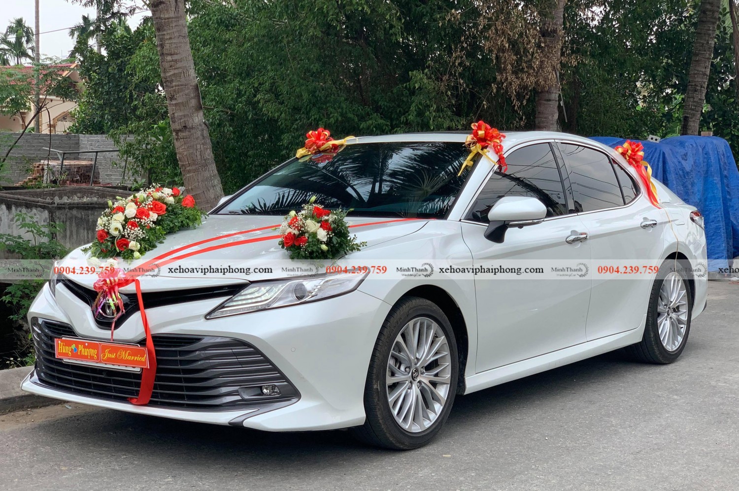 CHO THUÊ XE CƯỚI TOYOTA CAMRY TRẮNG 2019 TẠI HẢI PHÒNG